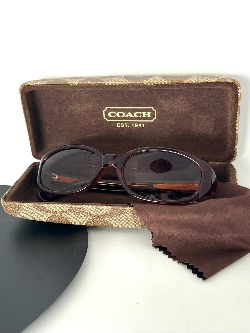 Coach Bonnie S417 Rose Crystal Oval Sunglasses Y2K Authentic w Case & Cloth - Picture 2 of 14